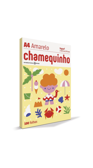 PAPEL SULFITE C/ 100 CHAMEQUINHO AMARELO
