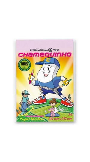 PAPEL SULFITE C/ 100 CHAMEQUINHO ROSA