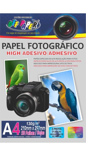 PAPEL FOTOGRÁFICO ADESIVO A4 130G. C/50